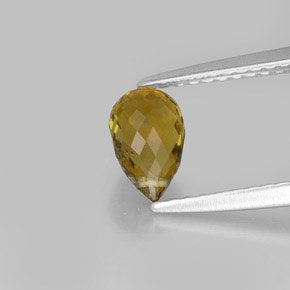 Turmalina amarelo natural 0,83ct, briolete, VS