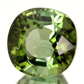 Turmalina verde natural 2,98ct, almofada cortada, IF