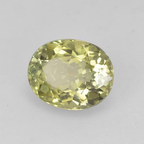 Turmalina amarelo natural 1,25ct, corte oval, VS