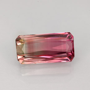 Turmalina bicolor natural 2,89ct, corte esmeralda, VS