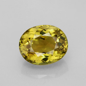 Turmalina amarelo natural 3,97ct, corte oval, VVS