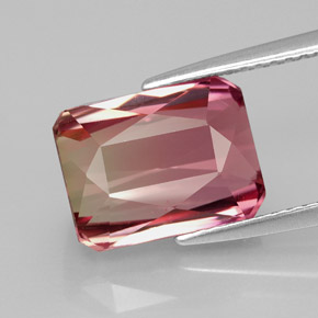 Turmalina bicolor natural 5,54ct, corte esmeralda, IF