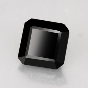 Turmalina preto natural 1,23ct, corte esmeralda, opaco