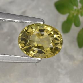 Turmalina amarelo natural 0,92ct, corte oval, VVS-VS