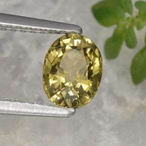 Turmalina amarelo natural 0,92ct, corte oval, VVS-VS