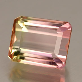 Turmalina multicolorido natural 2,00ct, corte esmeralda, VVS