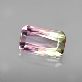 Turmalina multicolorido natural 2,76ct, corte esmeralda, VVS