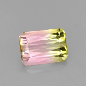 Turmalina multicolorido natural 1,86ct, corte esmeralda, VVS
