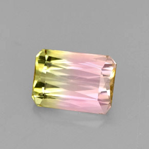 Turmalina multicolorido natural 1,86ct, corte esmeralda, VVS