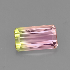 Turmalina multicolorido natural 1,51ct, corte esmeralda, VVS-VS