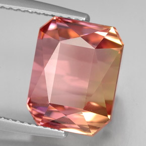 Turmalina multicolorido natural 10,15ct, corte esmeralda, IF