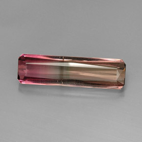 Turmalina multicolorido natural 9,99ct, corte esmeralda, VS