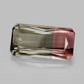 Turmalina bicolor natural 12,56ct, corte esmeralda, VVS-VS