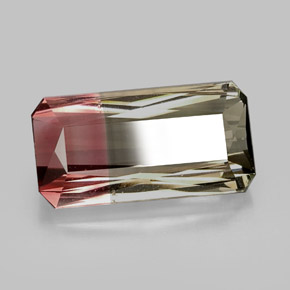 Turmalina bicolor natural 12,56ct, corte esmeralda, VVS-VS
