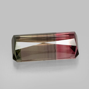 Turmalina bicolor natural 12,56ct, corte esmeralda, VVS-VS