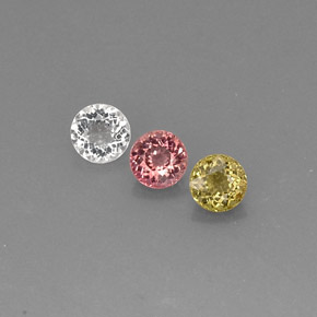 Pedras preciosas de turmalina multicolorido natural de  ct, corte redondo, VVS-VS
