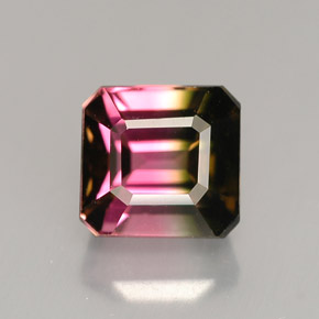 Turmalina multicolorido natural 1,87ct, corte esmeralda, VVS-VS