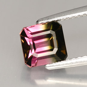 Turmalina multicolorido natural 1,87ct, corte esmeralda, VVS-VS