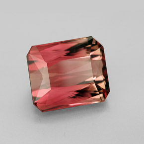 Turmalina bicolor natural 8,18ct, corte esmeralda, VVS