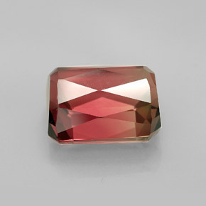 Turmalina bicolor natural 8,18ct, corte esmeralda, VVS