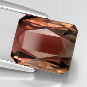 Turmalina bicolor natural 6,97ct, corte esmeralda, IF