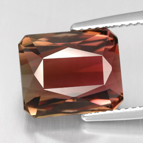 Turmalina bicolor natural 6,97ct, corte esmeralda, IF