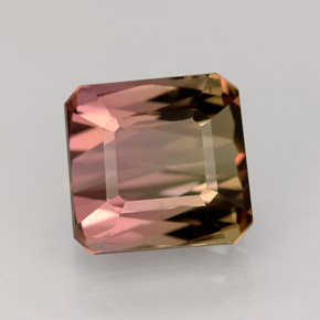 Turmalina multicolorido natural 4,10ct, corte esmeralda, VVS