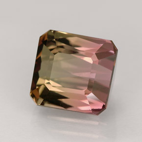 Turmalina multicolorido natural 4,10ct, corte esmeralda, VVS