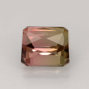 Turmalina multicolorido natural 4,10ct, corte esmeralda, VVS