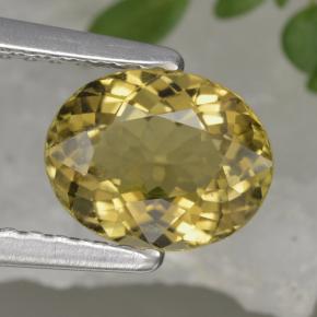 Turmalina amarelo natural 1,13ct, corte oval, VVS