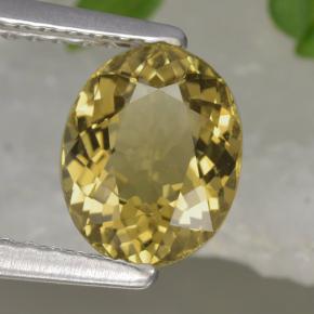 Turmalina amarelo natural 1,13ct, corte oval, VVS