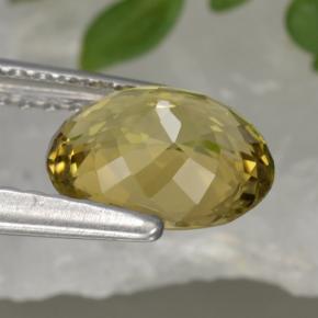 Turmalina amarelo natural 1,13ct, corte oval, VVS
