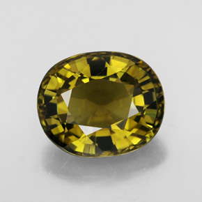 Turmalina amarelo natural 6,97ct, corte oval, VVS