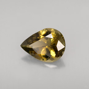 Turmalina amarelo natural 0,87ct, formato de pêra, VVS