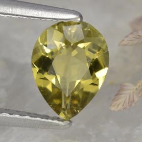 Turmalina amarelo natural 0,85ct, formato de pêra, VVS-VS