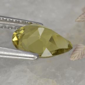 Turmalina amarelo natural 0,85ct, formato de pêra, VVS-VS