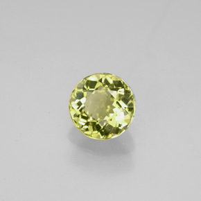 Turmalina amarelo natural 0,78ct, corte redondo, VVS