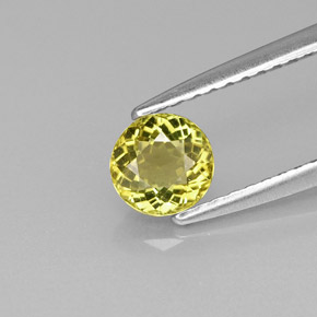 Turmalina amarelo natural 0,53ct, corte redondo, VS