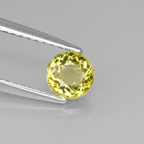 Turmalina amarelo natural 0,53ct, corte redondo, VS