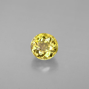 Turmalina amarelo natural 1,11ct, corte redondo, VS