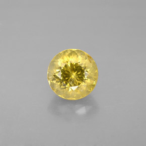Turmalina amarelo natural 1,26ct, corte redondo, VS-SI