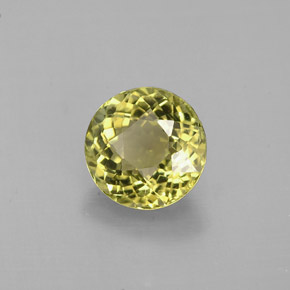 Turmalina amarelo natural 1,03ct, corte redondo, VS