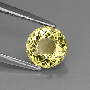 Turmalina amarelo natural 0,92ct, corte redondo, VS
