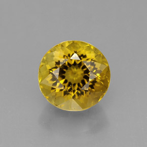 Turmalina amarelo natural 1,19ct, corte redondo, VS