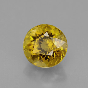 Turmalina amarelo natural 1,19ct, corte redondo, VS