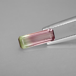 Turmalina multicolorido natural 1,17ct, corte esmeralda, VS