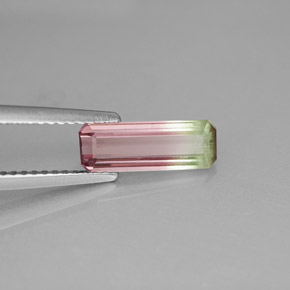Turmalina multicolorido natural 1,17ct, corte esmeralda, VS