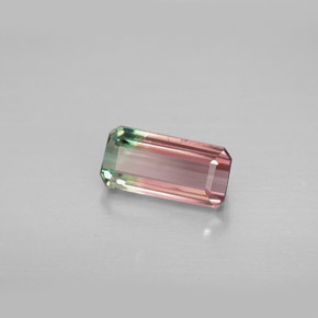 Turmalina multicolorido natural 1,23ct, corte esmeralda, VVS-VS