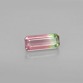 Turmalina multicolorido natural 1,03ct, corte esmeralda, VVS-VS