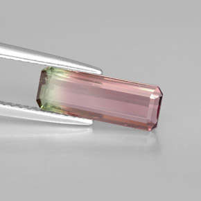 Turmalina multicolorido natural 1,69ct, corte esmeralda, VVS-VS